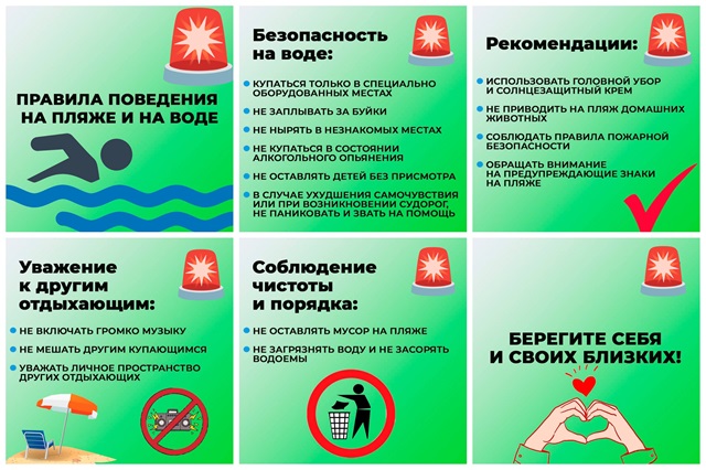 Напоминаем, что необходимо соблюдать правила поведения на пляже и на воде